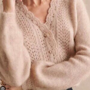 Sezane Angelie Cardigan Light Beige - Size XXS